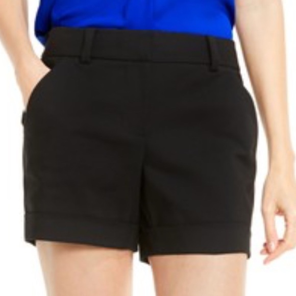 Vince Camuto Flat Front 4.5” Cuffed Shorts Women’s Size 10 Black Stretch - Picture 1 of 10